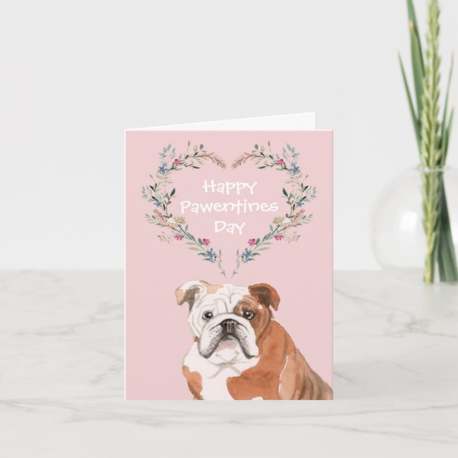 English Bulldog Valentines Holiday Card