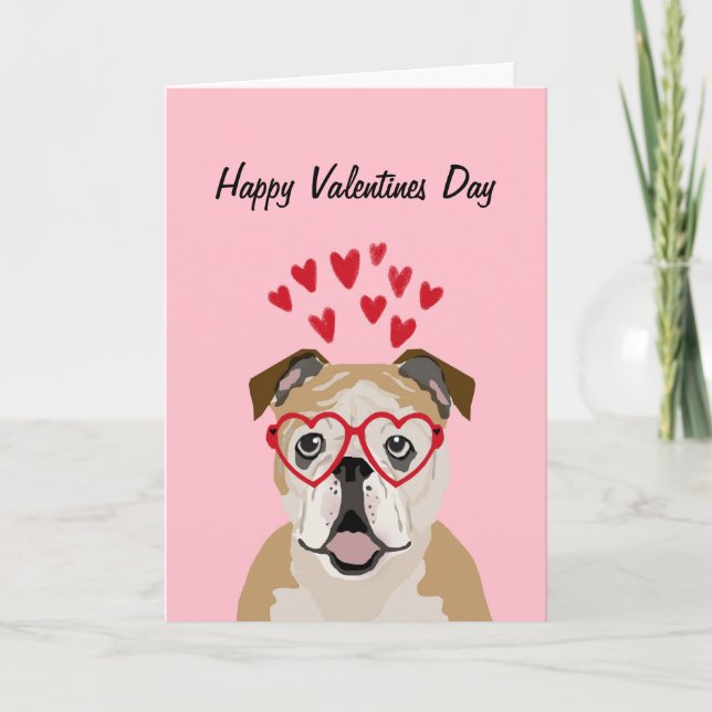 English Bulldog Valentines Love Card (Front)