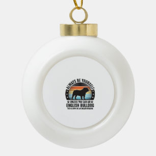 English Bulldog Vintage Sunset Dog Lover Shirt Des Ceramic Ball Christmas Ornament
