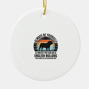 English Bulldog Vintage Sunset Dog Lover Shirt Des Ceramic Ornament