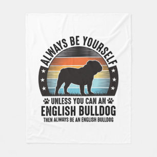English Bulldog Vintage Sunset Dog Lover Shirt Des Fleece Blanket