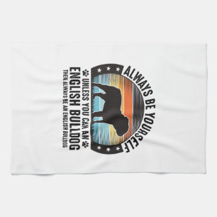 English Bulldog Vintage Sunset Dog Lover Shirt Des Kitchen Towel