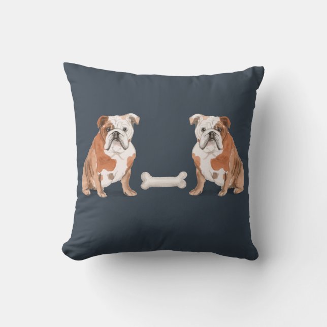English Bulldog Vs English Bulldog Throw Pillow (Front)