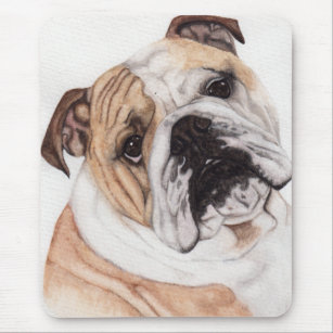 English Bulldog Watercolor Painting Mousepad