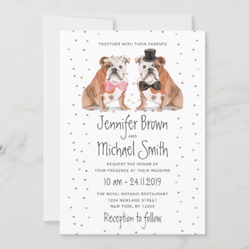 English Bulldog Wedding Dogs Invitation