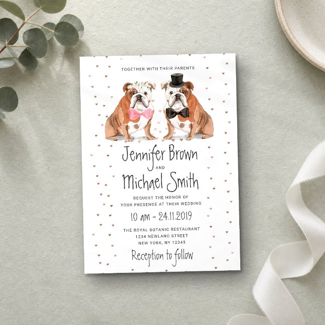 English Bulldog Wedding Dogs Invitation