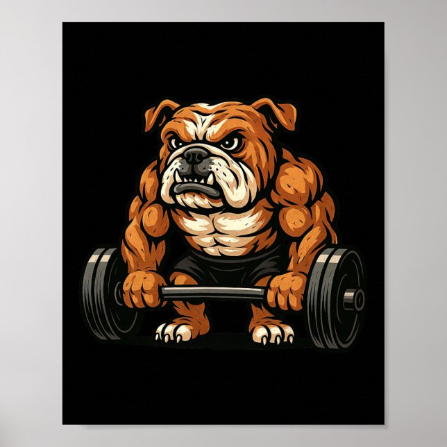 English Bulldog Weightlifting Bodybuilder Workout  Poster (Front)