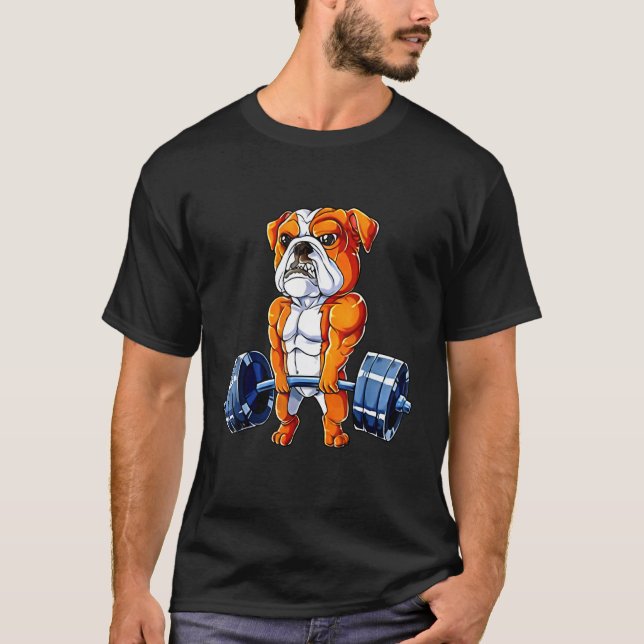 English Bulldog Weightlifting  Deadlift Men Fitnes T-Shirt (Front)