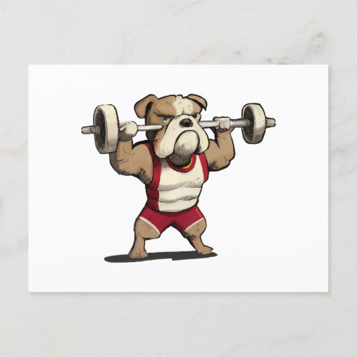 English Bulldog Weightlifting Graphic Animal Ness  Holiday Postcard