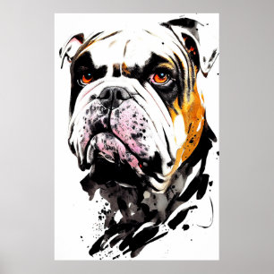 English Bulldog Wild Nature Free Spirit Art Brush  Poster