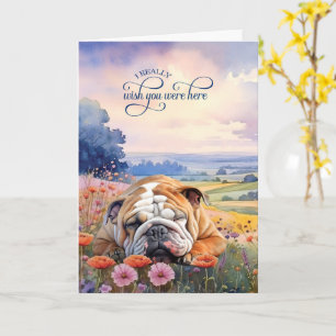 English Bulldog Wildflowers Miss You Card