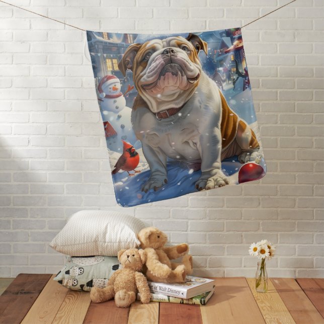 English Bulldog Winter Wonderland Christmas Joy  Baby Blanket (In Situ)