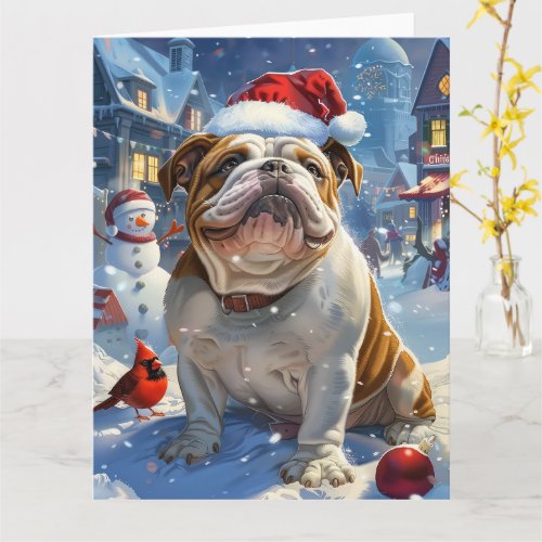 English Bulldog Winter Wonderland Christmas Joy  Card