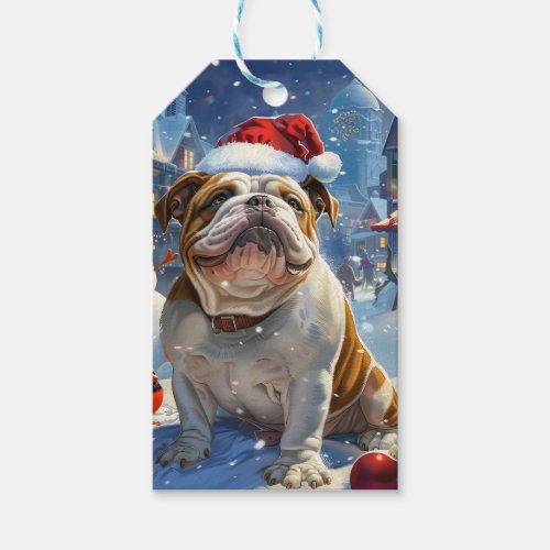 English Bulldog Winter Wonderland Christmas Joy  Gift Tags