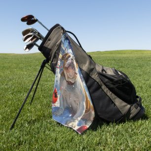English Bulldog Winter Wonderland Christmas Joy  Golf Towel