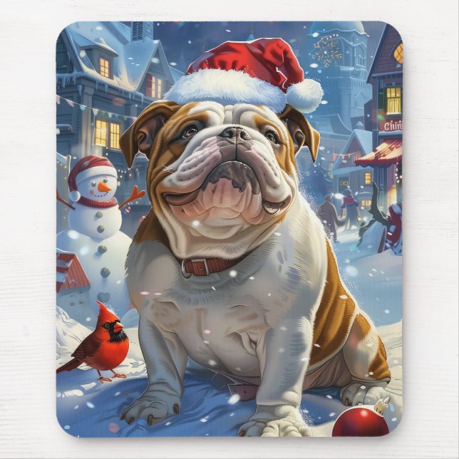 English Bulldog Winter Wonderland Christmas Joy  Mouse Pad (Front)