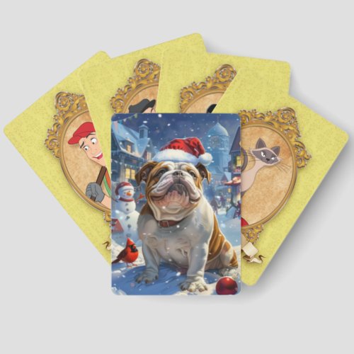 English Bulldog Winter Wonderland Christmas Joy  Old Maid Cards