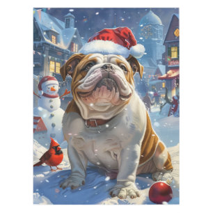English Bulldog Winter Wonderland Christmas Joy Tablecloth