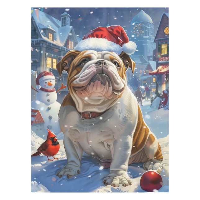English Bulldog Winter Wonderland Christmas Joy  Tablecloth (Front)