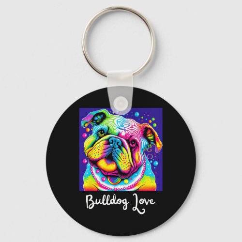 English Bulldog With A Tilted Head Expression  Keychain