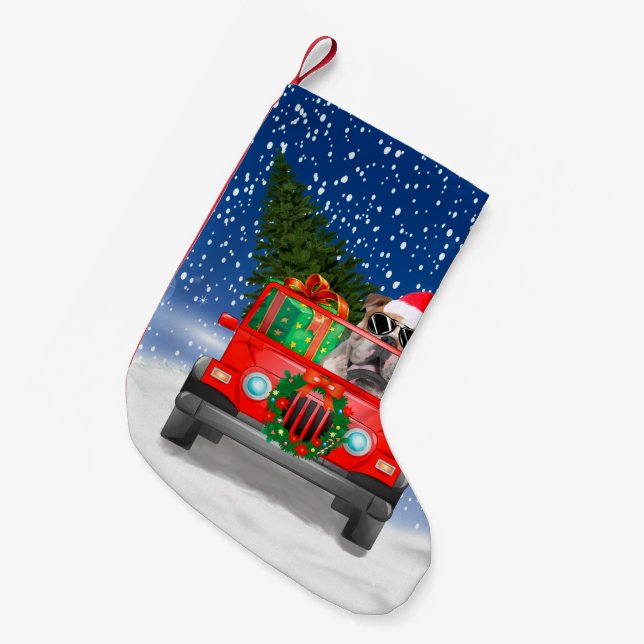 English Bulldog with Christmas gifts Small Christmas Stocking (Front (Hanging))