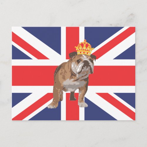 English Bulldog with Crown and Union Jack Postcard