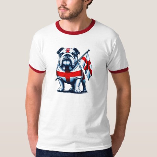 English Bulldog with Flag of England T_Shirt