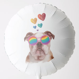 English Bulldog with Hearts Valentine's Day  Balloon