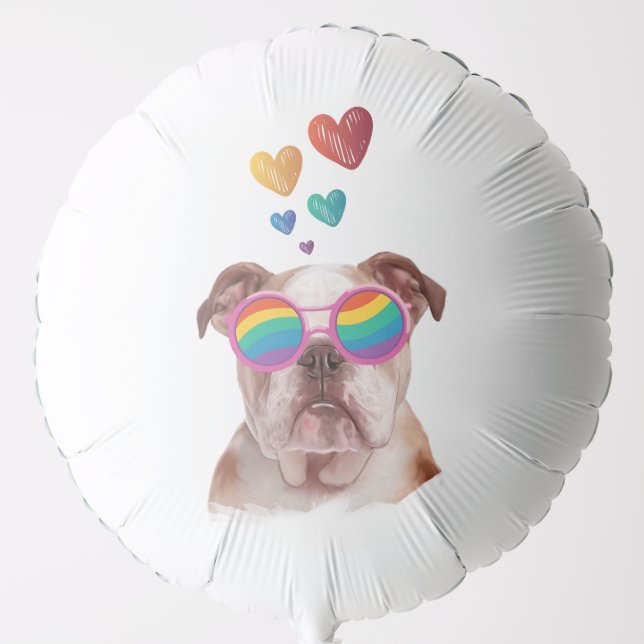 English Bulldog with Hearts Valentine's Day  Balloon (Front)