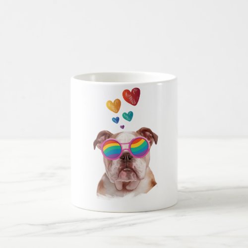 English Bulldog with Hearts Valentines Day Coffee Mug