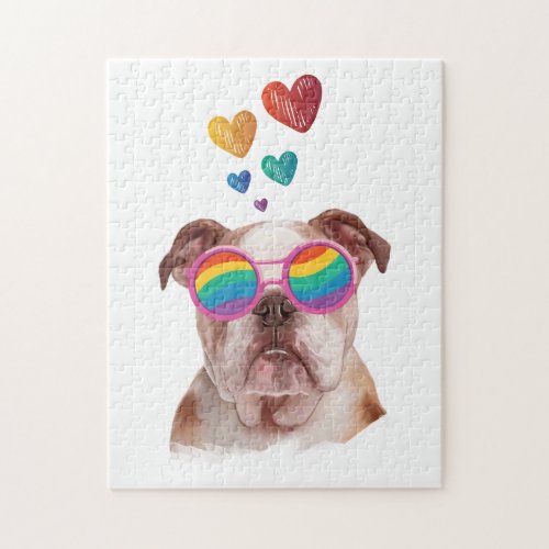 English Bulldog with Hearts Valentines Day  Jigsaw Puzzle