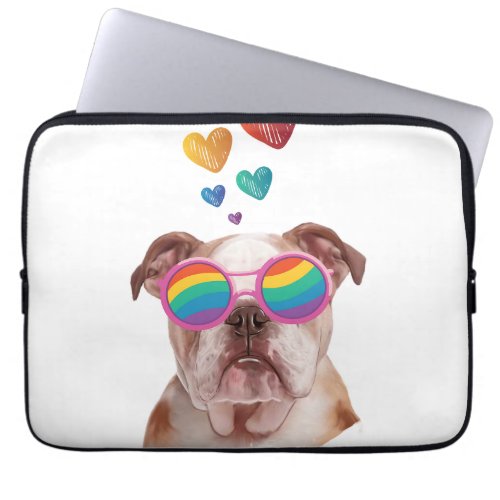 English Bulldog with Hearts Valentines Day  Laptop Sleeve