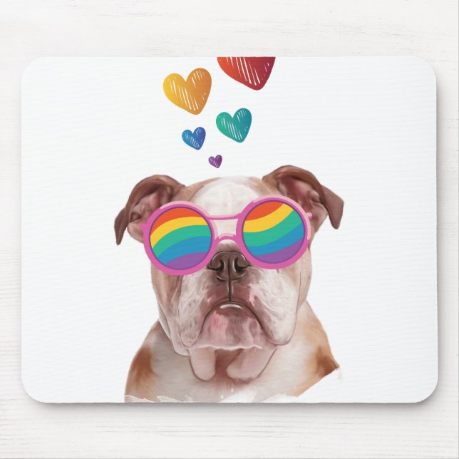 English Bulldog with Hearts Valentine's Day  Mouse Pad (Front)