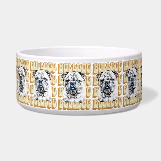 English Bulldog with Retro Font Bowl (Front)