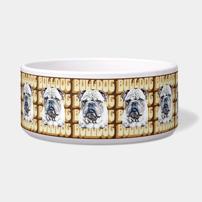 English Bulldog with Retro Font Bowl (Front)
