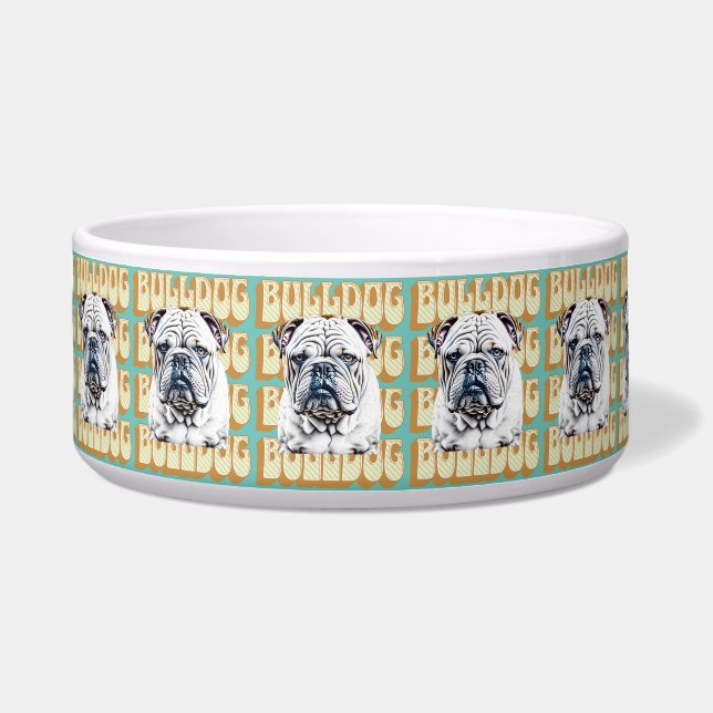 English Bulldog with Retro Font Bowl (Front)