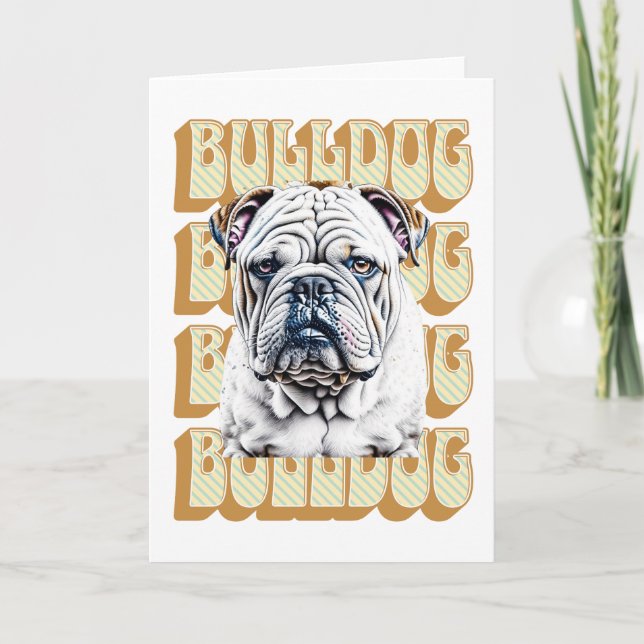 English Bulldog with Retro Font Card (Front)