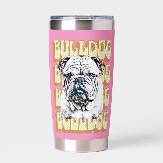 English Bulldog with Retro Font Insulated Tumbler (Front)