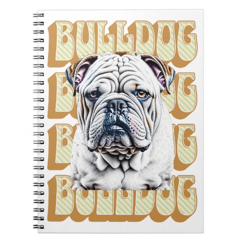 English Bulldog with Retro Font Notebook