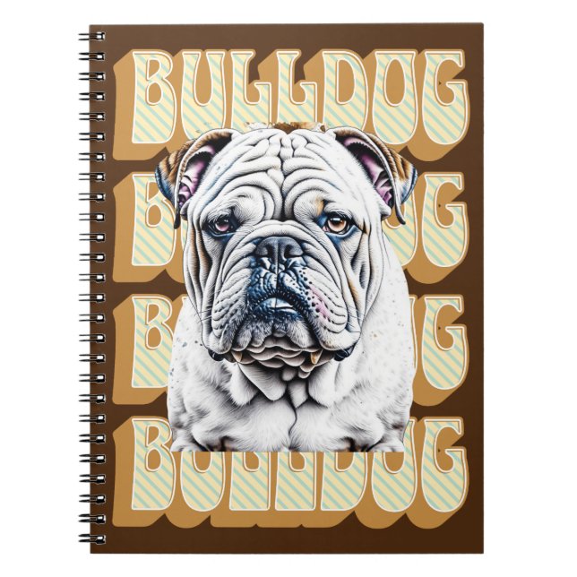 English Bulldog with Retro Font Notebook (Front)