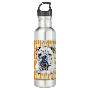 English Bulldog with Retro Font Stainless Steel Water Bottle