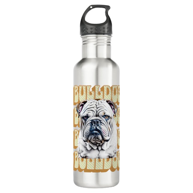 English Bulldog with Retro Font Stainless Steel Water Bottle (Front)
