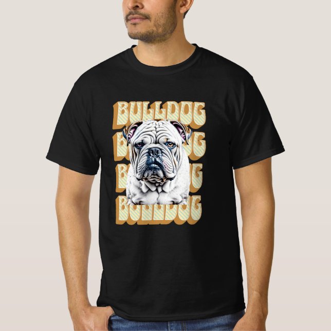 English Bulldog with Retro Font T-Shirt (Front)