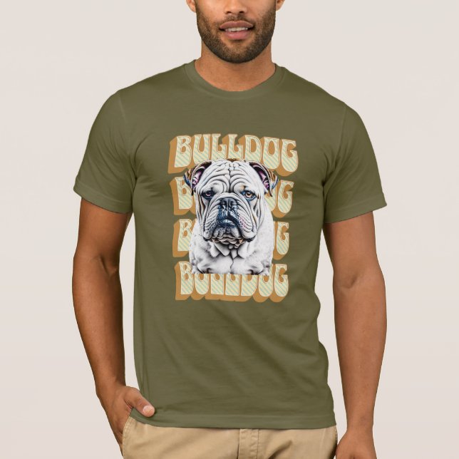 English Bulldog with Retro Font T-Shirt (Front)