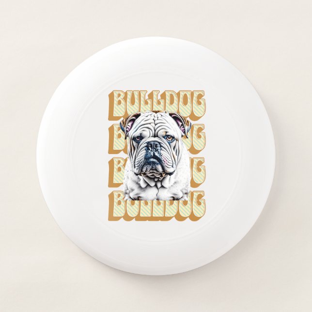 English Bulldog with Retro Font Wham-O Frisbee (Front)