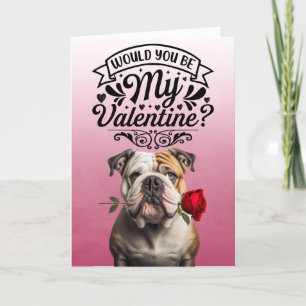 English Bulldog with rose Custom Valentine's Day Holiday Card