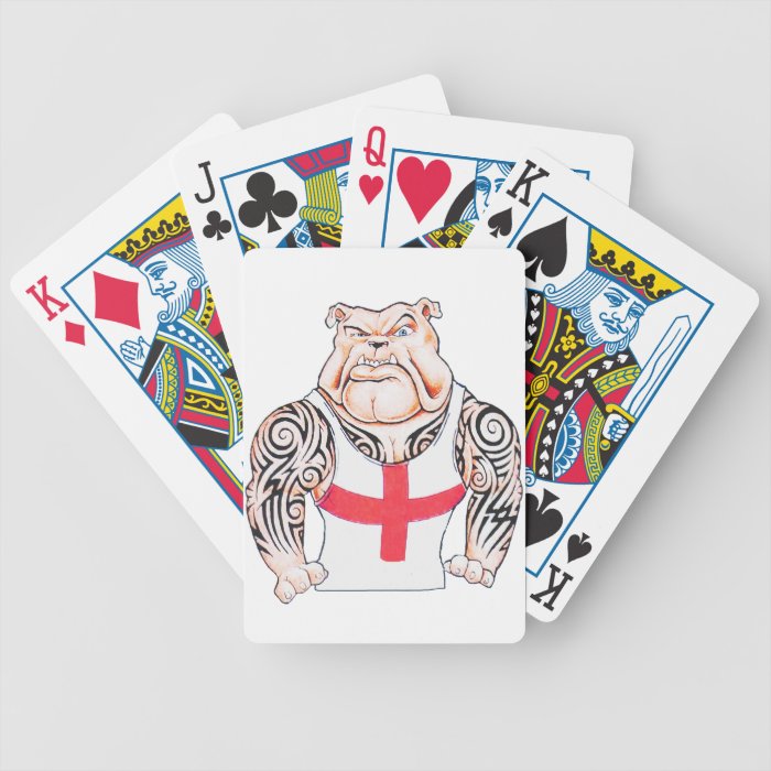 English Bulldog with Tribal Tattoos Playing Cards