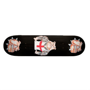 English Bulldog with Tribal Tattoos Skateboard