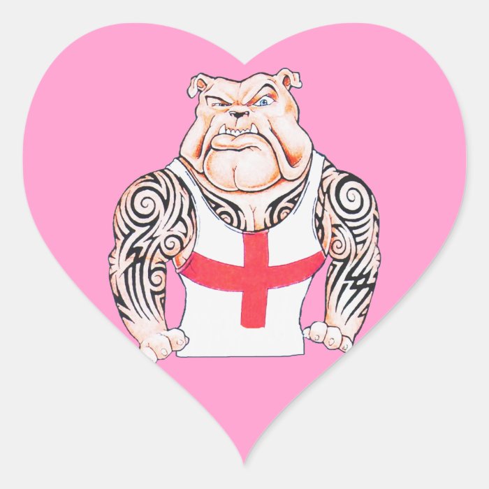 English Bulldog with Tribal Tattoos Stickers