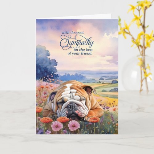 English Bulldog with Wildflowers Pet Sympathy